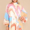 Clothing Aura Long Sleeve Dresses | Purely Reminiscing Multi Print Dress Pink