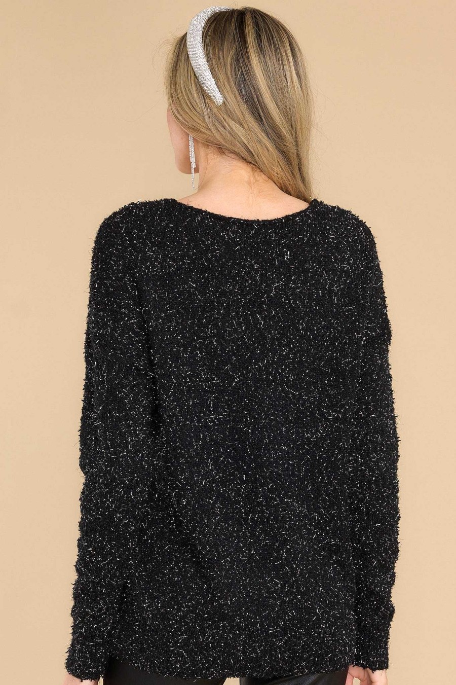 Clothing Red Dress Casual Tops | Here To Shine Sweater Black
