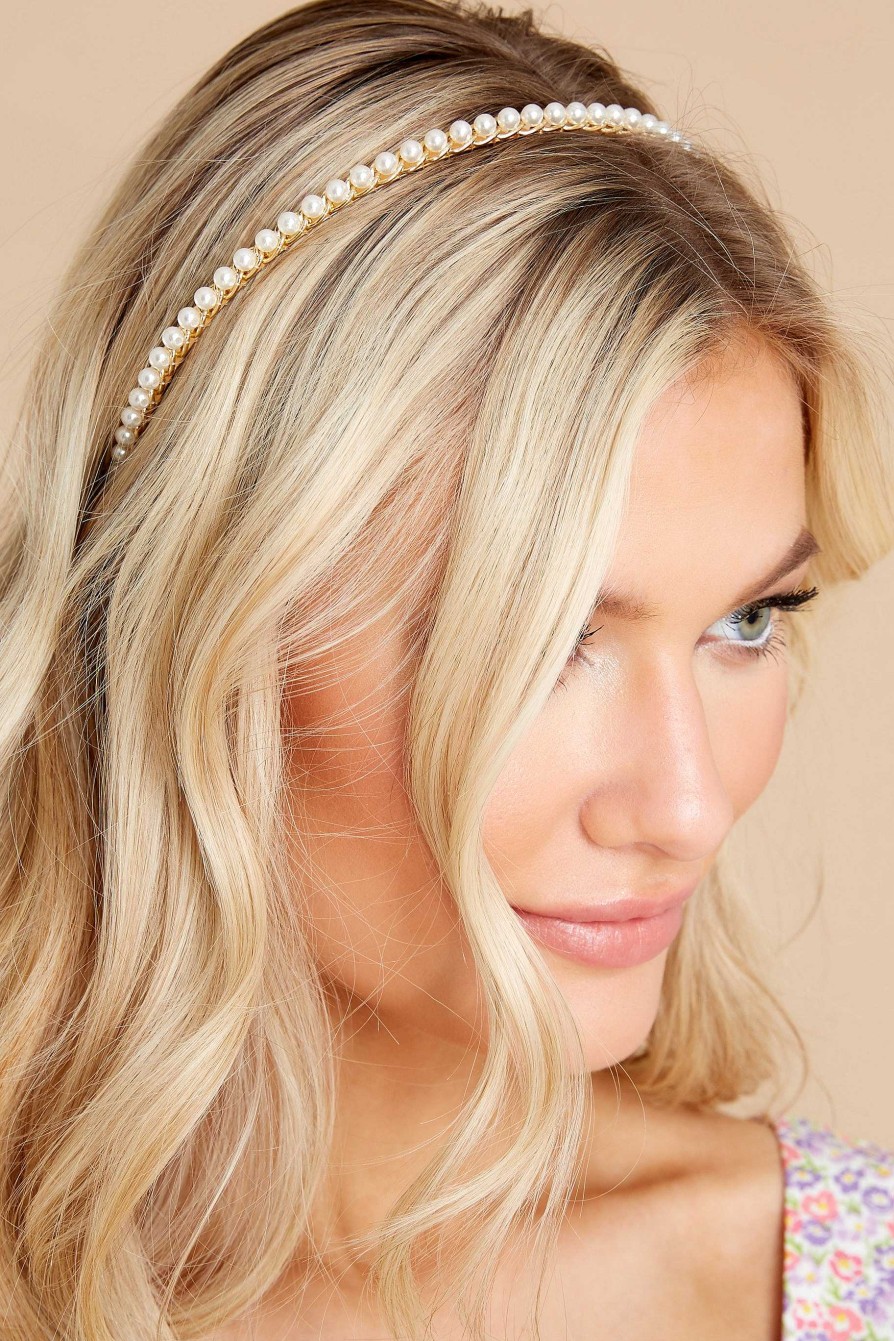Accessories Red Dress Hair Accessories | Queen'S Touch And Gold Headband Pearl