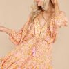 Clothing Red Dress Mini Dresses | Golden Touch Floral Print Dress Peach