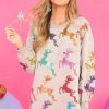 Clothing Queen of Sparkles Mini Dresses | Multi Scatter Reindeer Sweatshirt Dress Grey