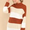 Clothing Red Dress Long Sleeve Dresses | A Cozy Dream Multi Stripe Sweater Dress Brown