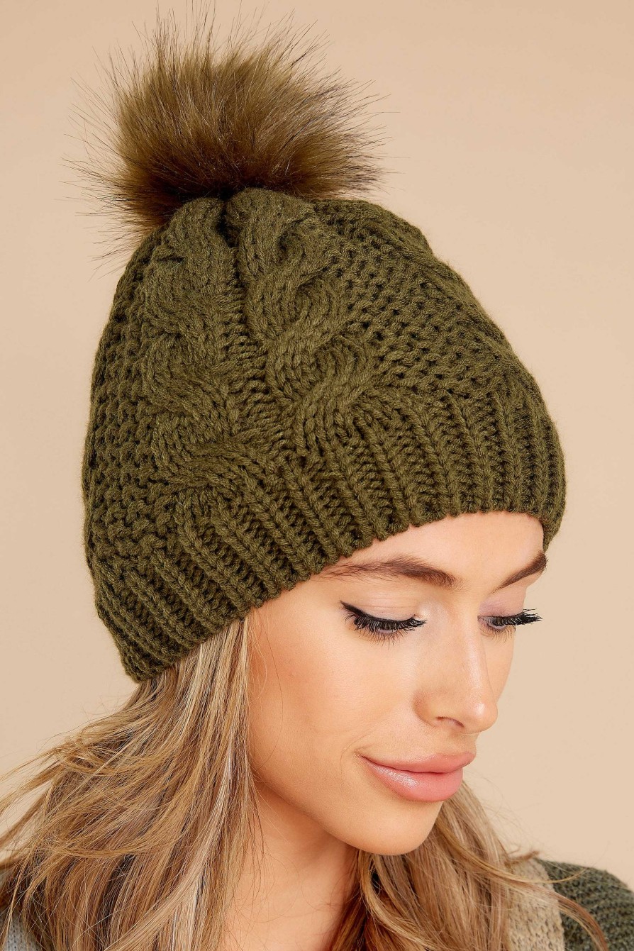 Accessories Red Dress Hats | Cocoa Cozy Pom Hat Olive