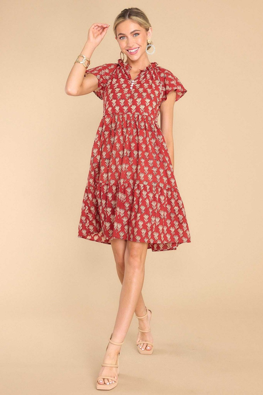 Clothing Victoria Dunn Mini Dresses | Rowan Sienna Dress Dark Rust