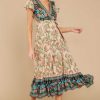 Clothing Red Dress Midi Dresses | Love Is Here Floral Print Midi Dress Nude