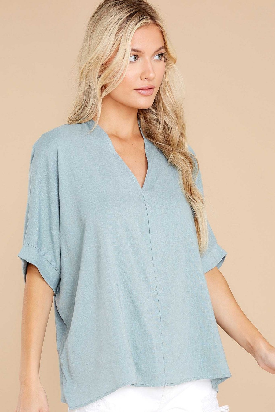 Clothing Red Dress Blouses & Shirts | All It Takes Top Blue Mist