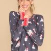 Clothing PJ Salvage Matching Sets | Chillin' With My Snowmies Pj Top Charcoal