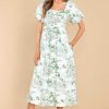 Clothing Red Dress Midi Dresses | Classically Inclined Print Midi Dress Green