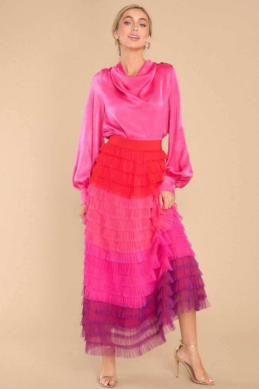 Clothing Aura Blouses & Shirts | It'S My Moment Top Hot Pink