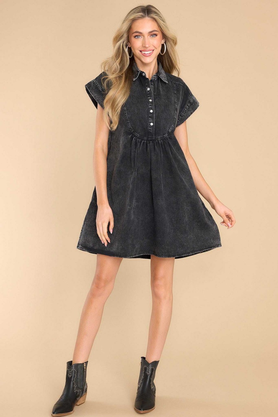Clothing Red Dress Mini Dresses | Achieve Greatness Denim Dress Black
