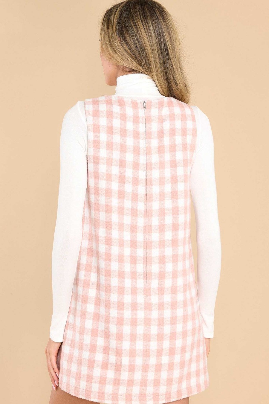 Clothing Aura Mini Dresses | Choosing Joy Plaid Dress Light Pink