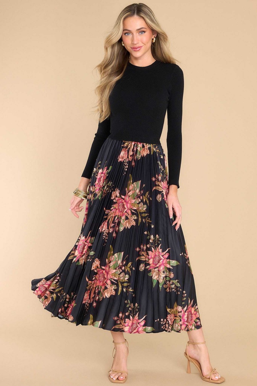 Clothing Red Dress Maxi Dresses | With Certainty Floral Maxi Dress Black