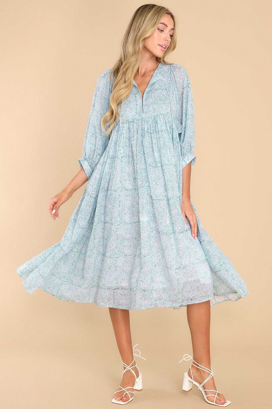 Clothing Victoria Dunn Midi Dresses | Clover Midi Dress Glacier