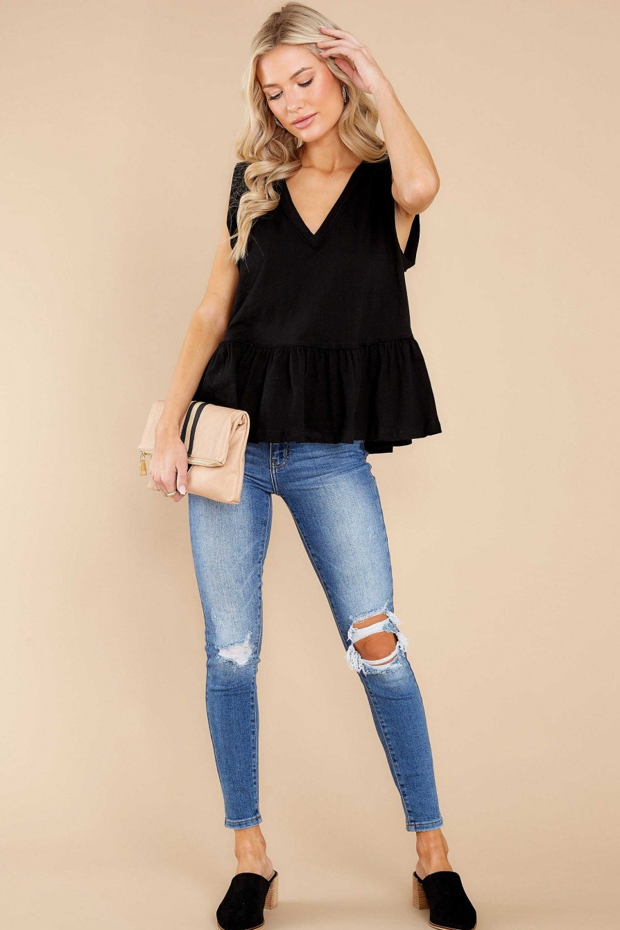 Clothing Red Dress Tank Tops | Fresh Air Top Black