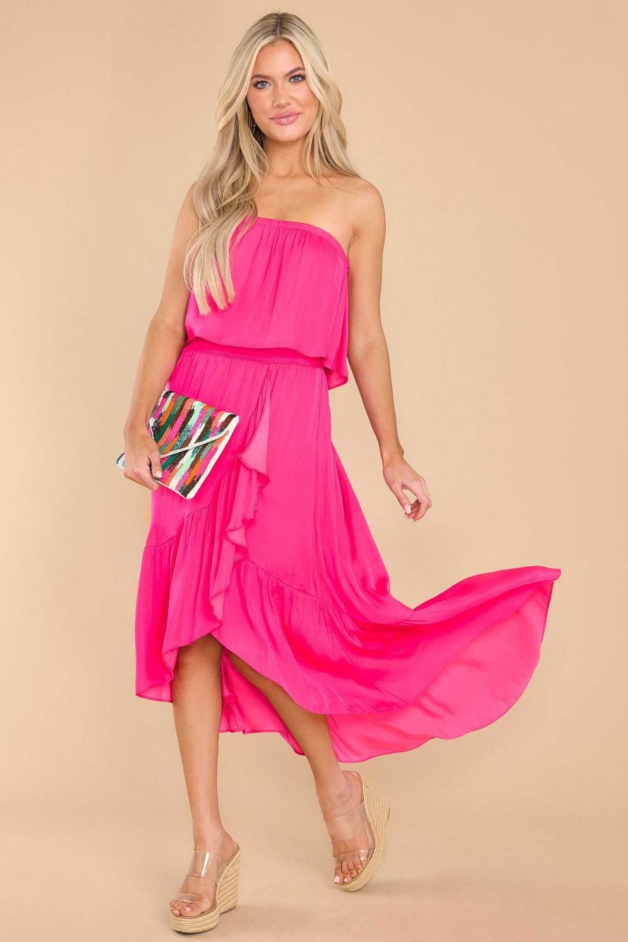 Clothing Red Dress Maxi Dresses | Feeling The Vibe Maxi Dress Hot Pink
