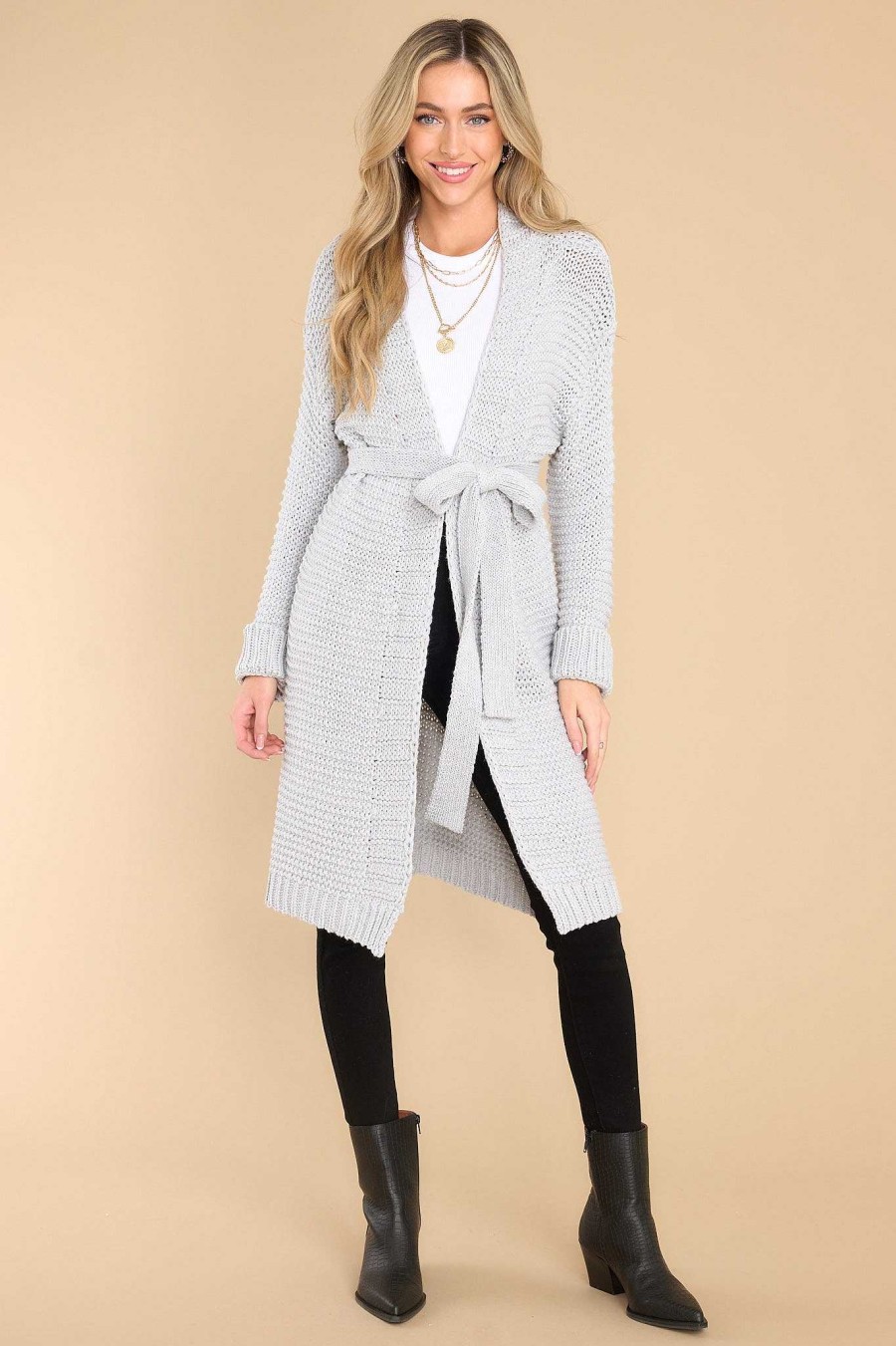 Clothing Red Dress Casual Tops | Relax More Cardigan Grey