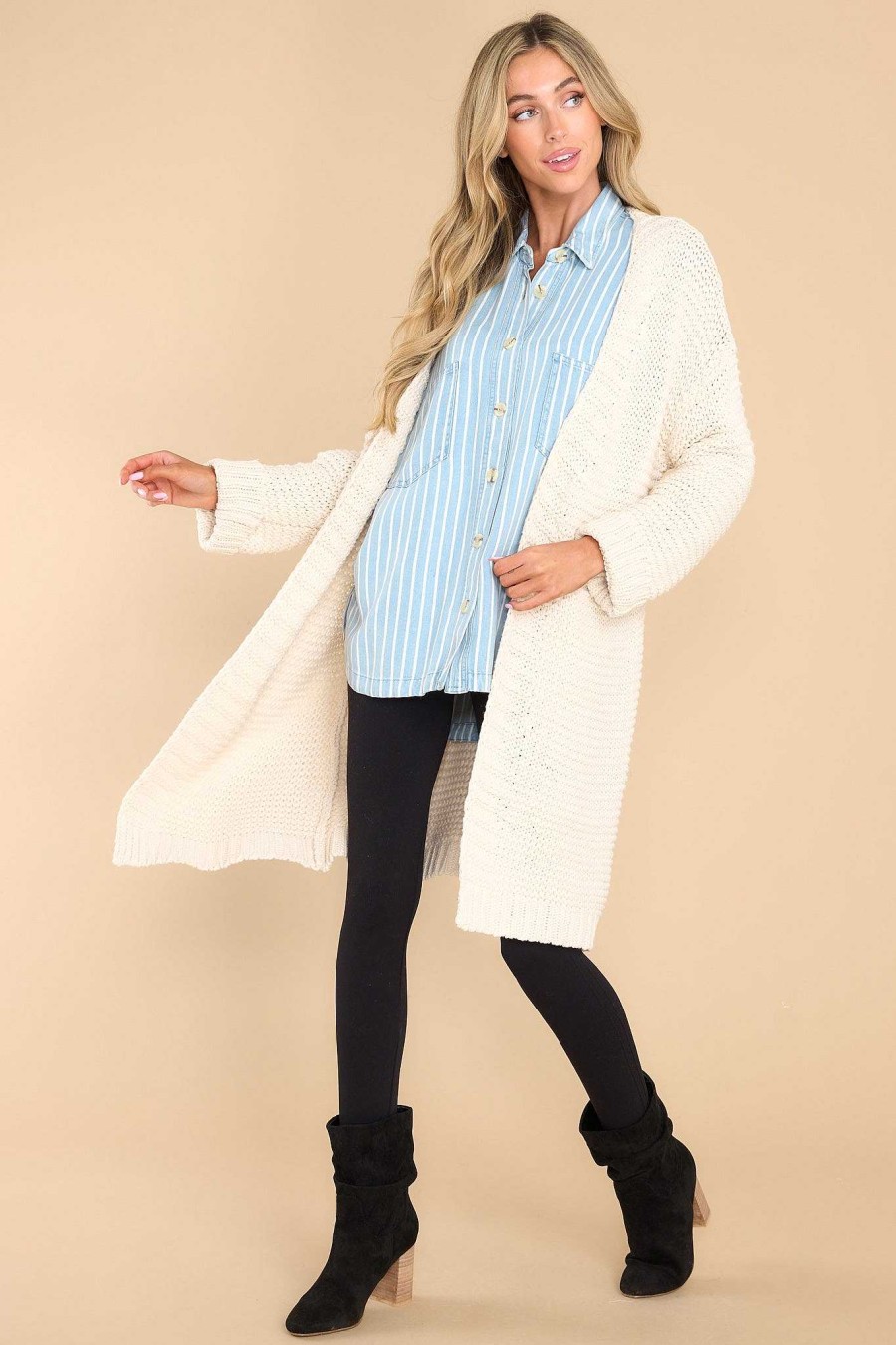 Clothing Red Dress Sweaters | Relax More Cardigan Ivory
