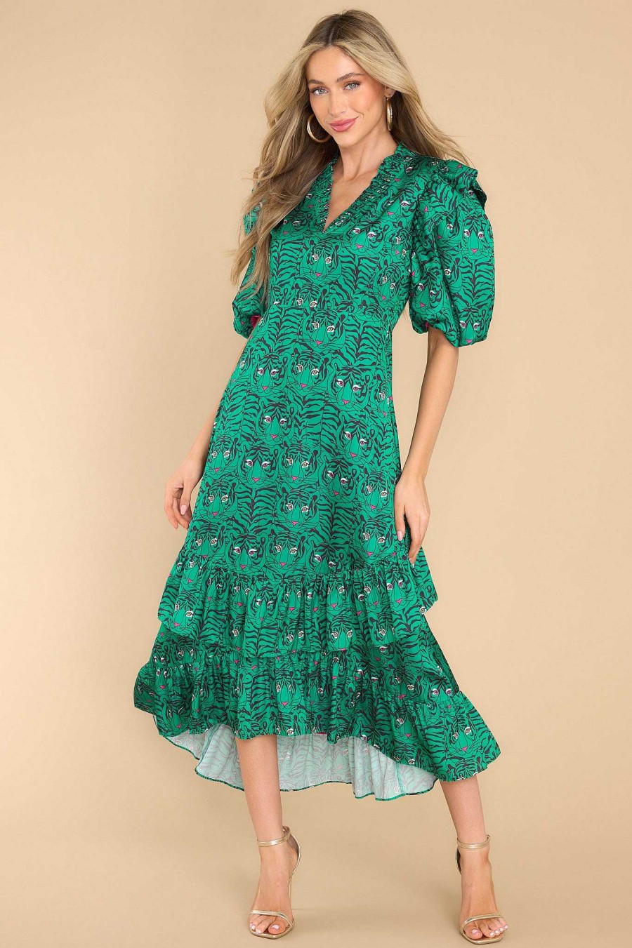 Clothing Alden Adair Midi Dresses | Bianca Party Animal Dress Emerald