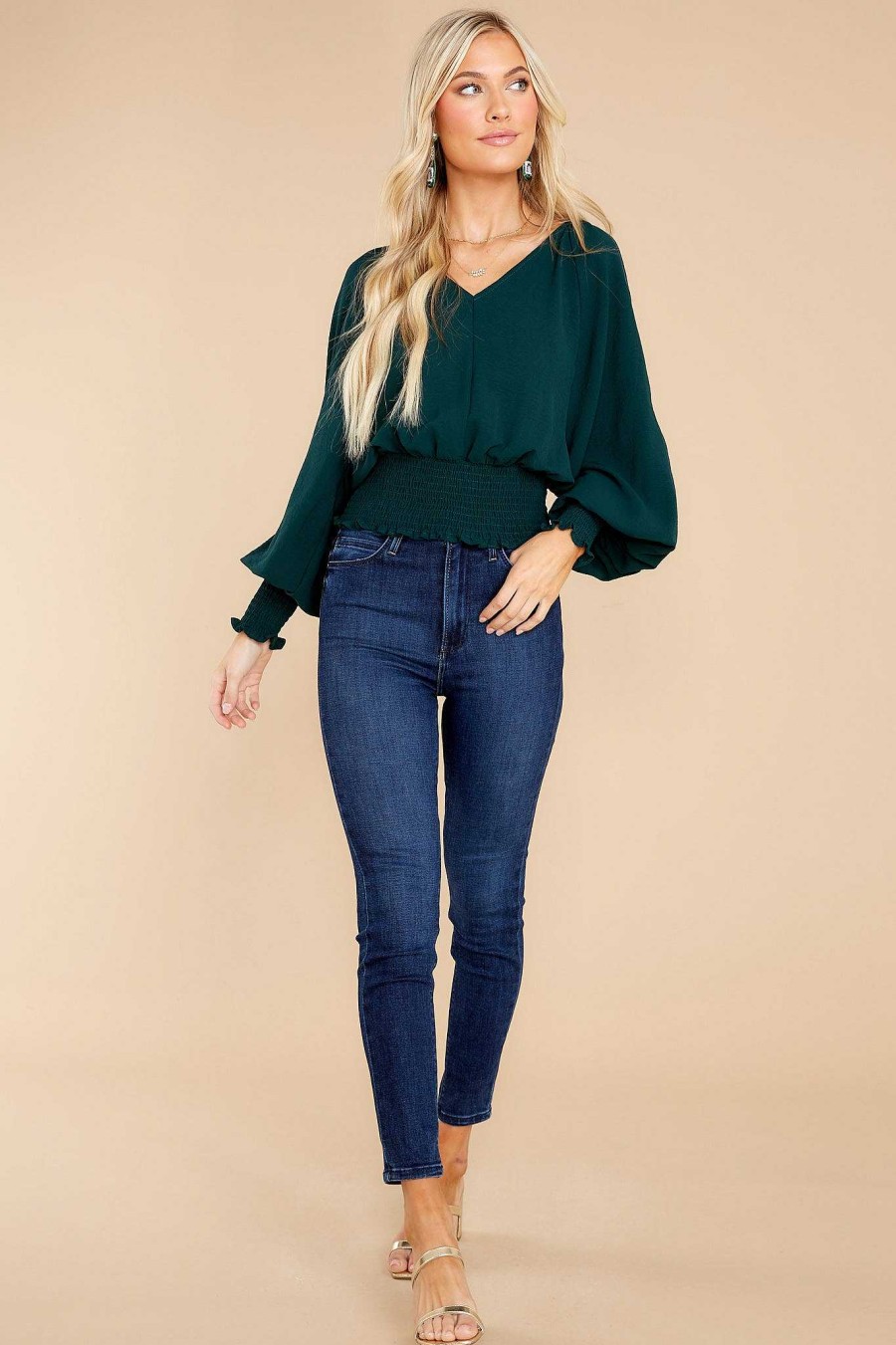 Clothing Red Dress Blouses & Shirts | Take A Look Top Dark Green
