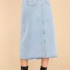 Clothing Red Dress Distressed Denim | Confident Strides Midi Skirt Light Denim
