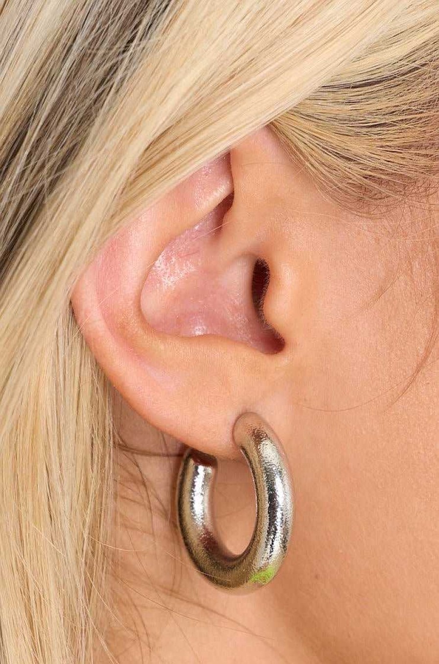 Jewelry Red Dress | I'Ll Think About It Hoop Earrings Silver