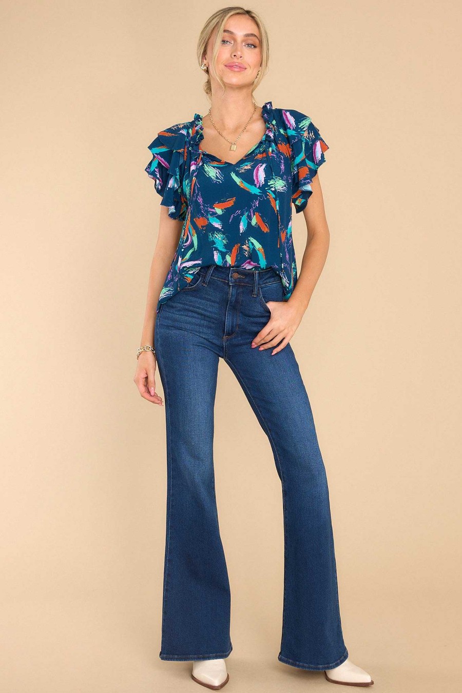 Clothing Alivia Blouses & Shirts | Veronica Top Blue