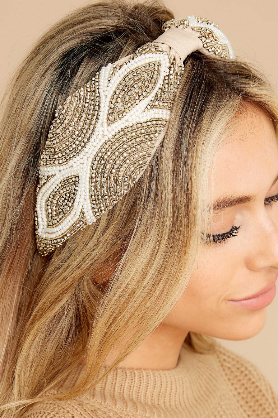 Accessories Treasure Jewels Hair Accessories | Diane Pearl Beaded Headband Tan