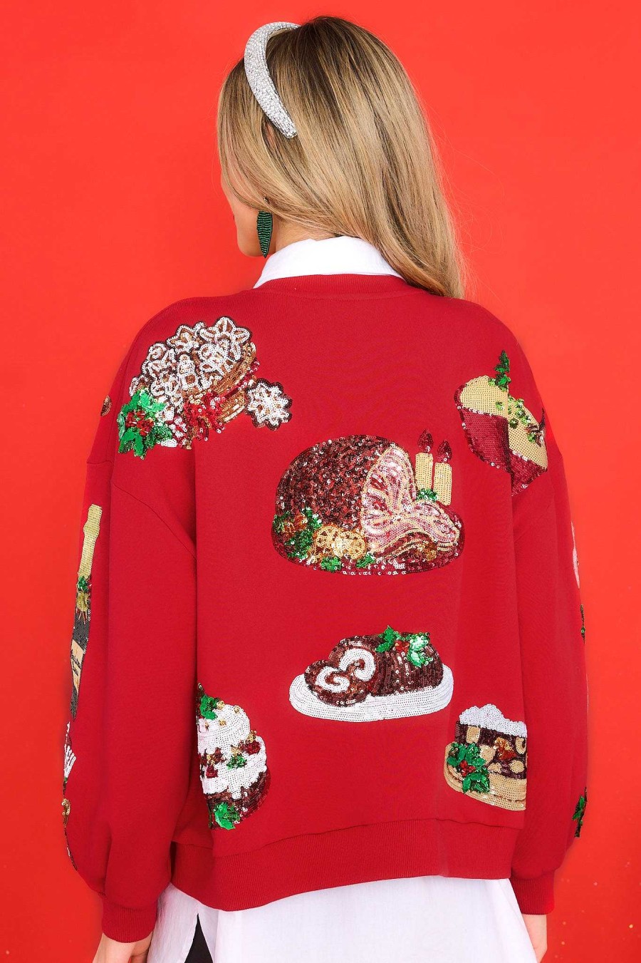 Clothing Queen of Sparkles Sweatshirts & Hoodies | Christmas Food Icon Sweatshirt Red