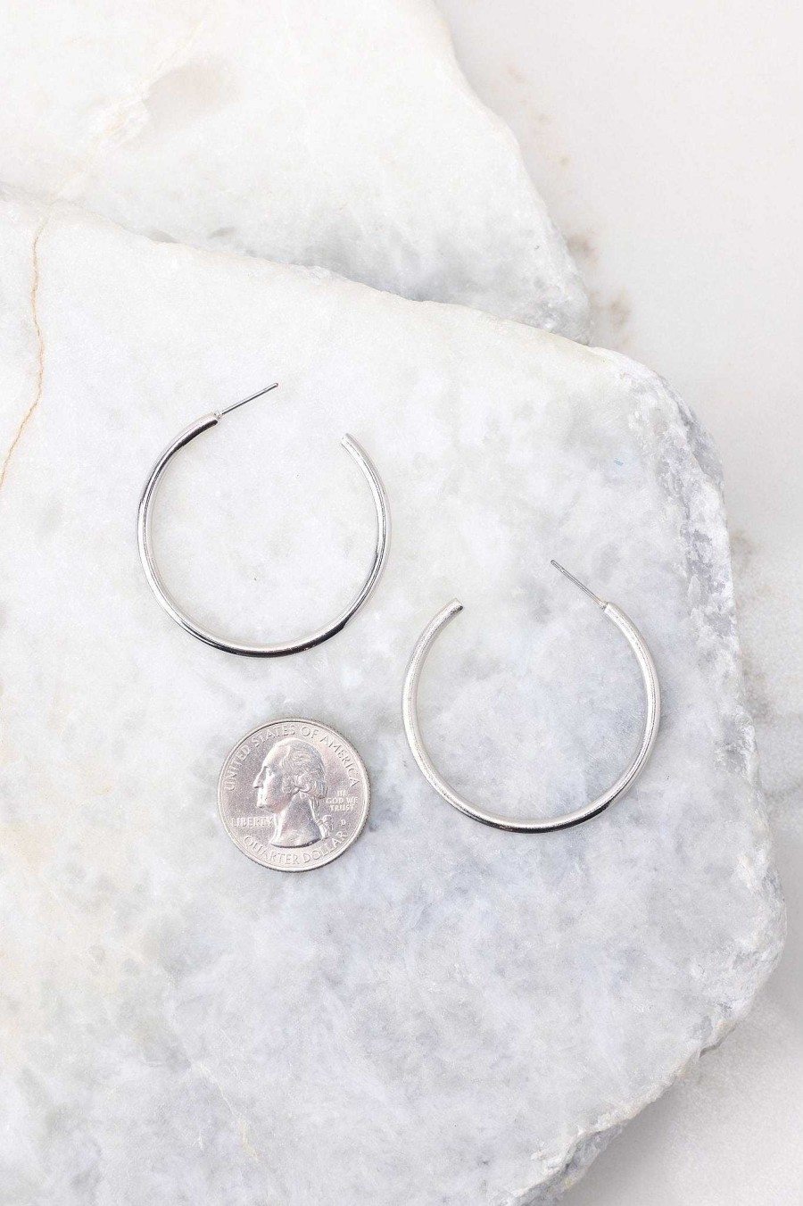 Jewelry Red Dress | Back To The Start Hoop Earrings Silver
