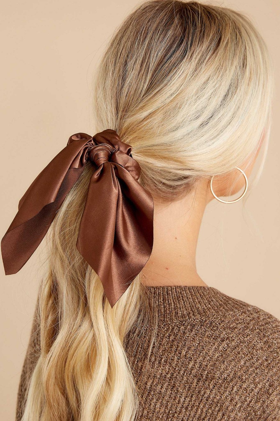 Accessories Red Dress Hair Accessories | Forget Me Knot Scrunchie Brown