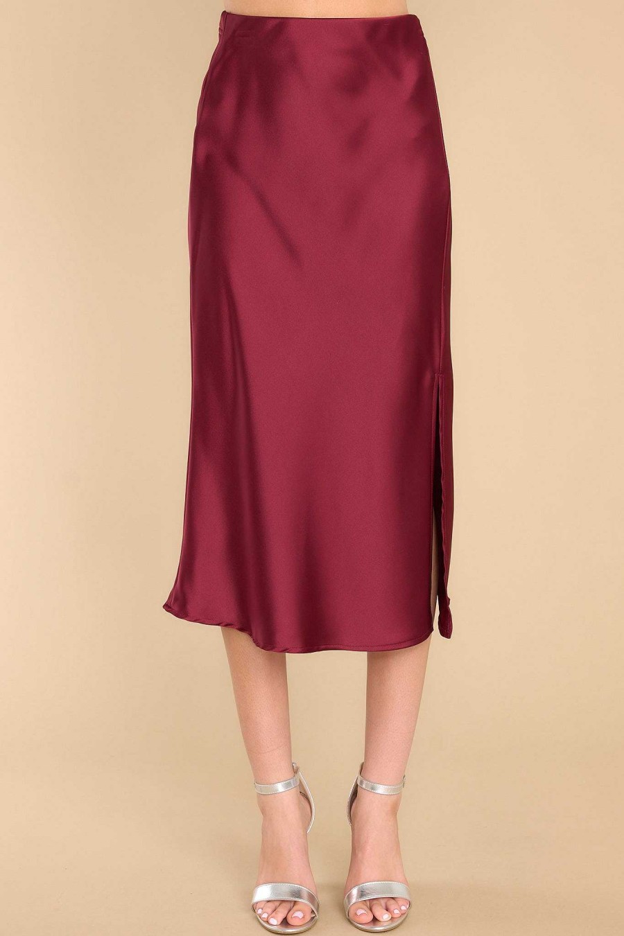 Clothing Red Dress Skirts | Listen To Her Midi Skirt Burgundy