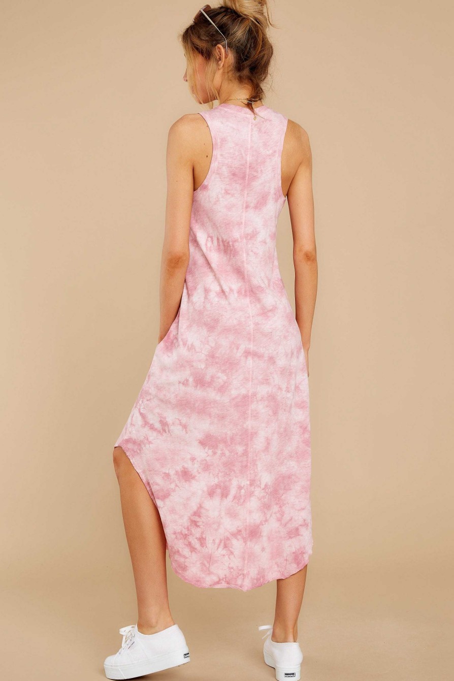 Clothing Z Supply Midi Dresses | The Cloud Tie Dye Reverie Dress Zephyr Pink