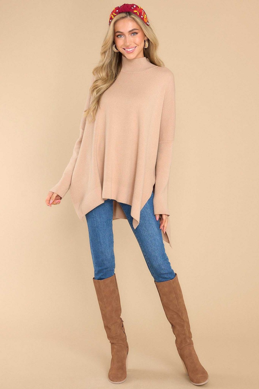 Clothing Red Dress Casual Tops | Hitting The Books Sweater Light Mocha
