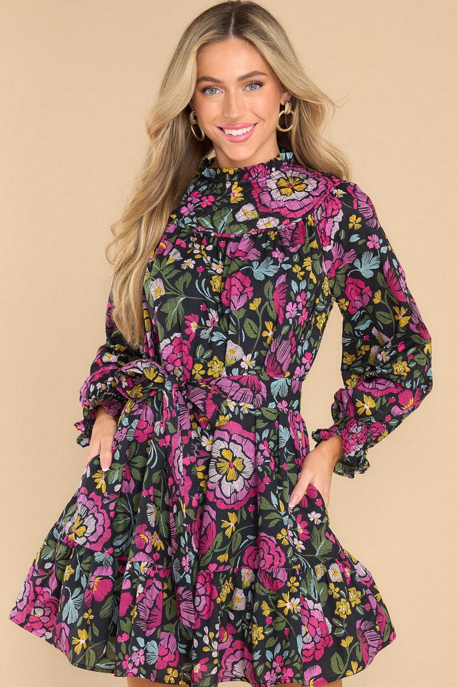 Clothing Red Dress Mini Dresses | It'S What I Do Floral Dress Black