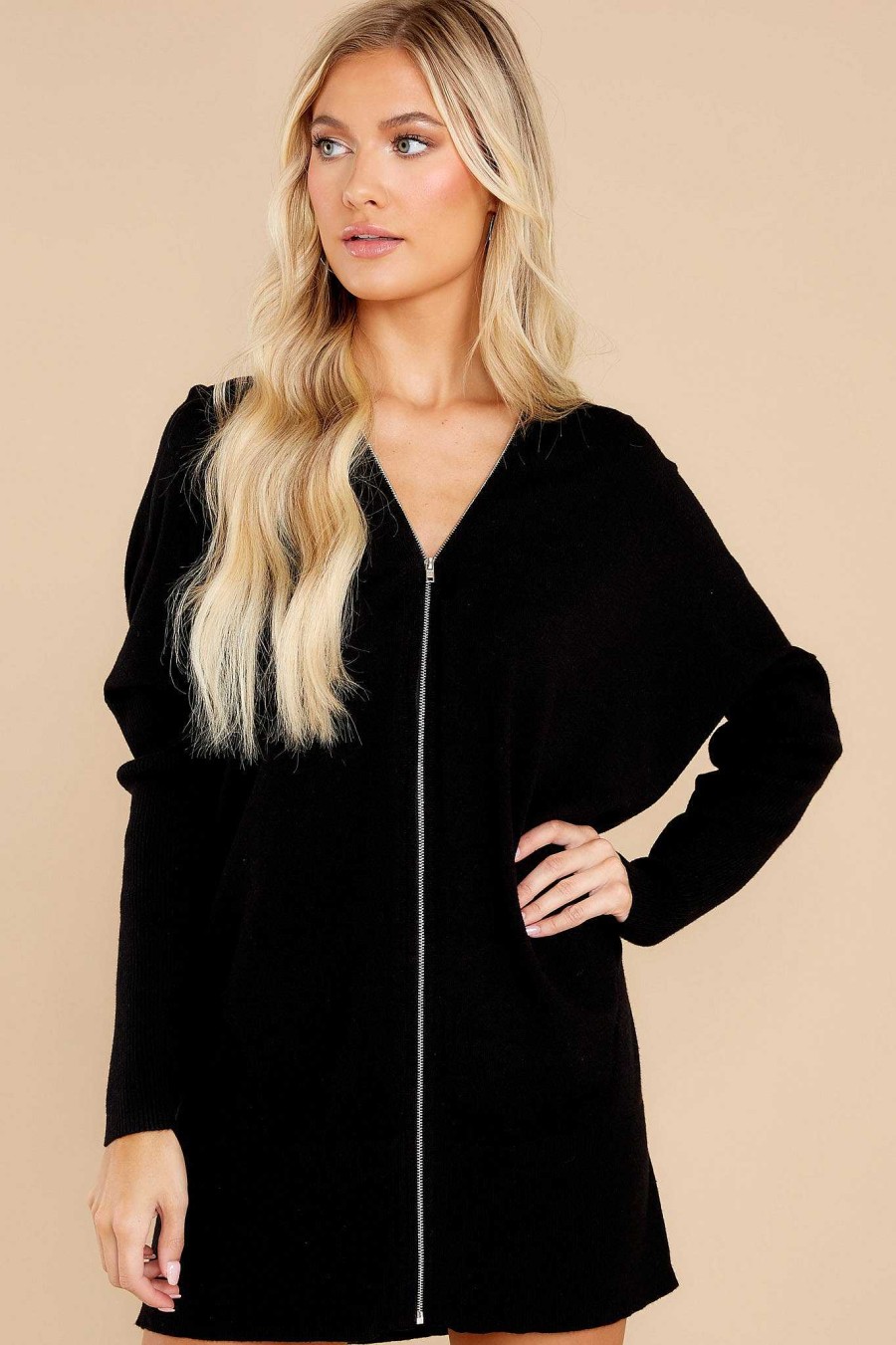 Clothing Red Dress Sweaters | Message At Midnight Tunic Sweater Black