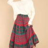 Clothing Aura Skirts | Mistletoe Moments Plaid Maxi Skirt Red
