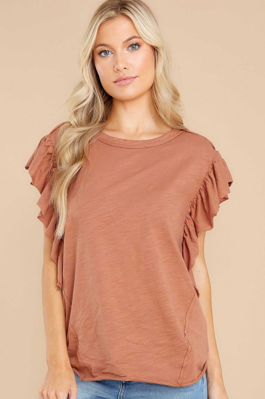 Clothing Red Dress Blouses & Shirts | Good Morning Top Clay