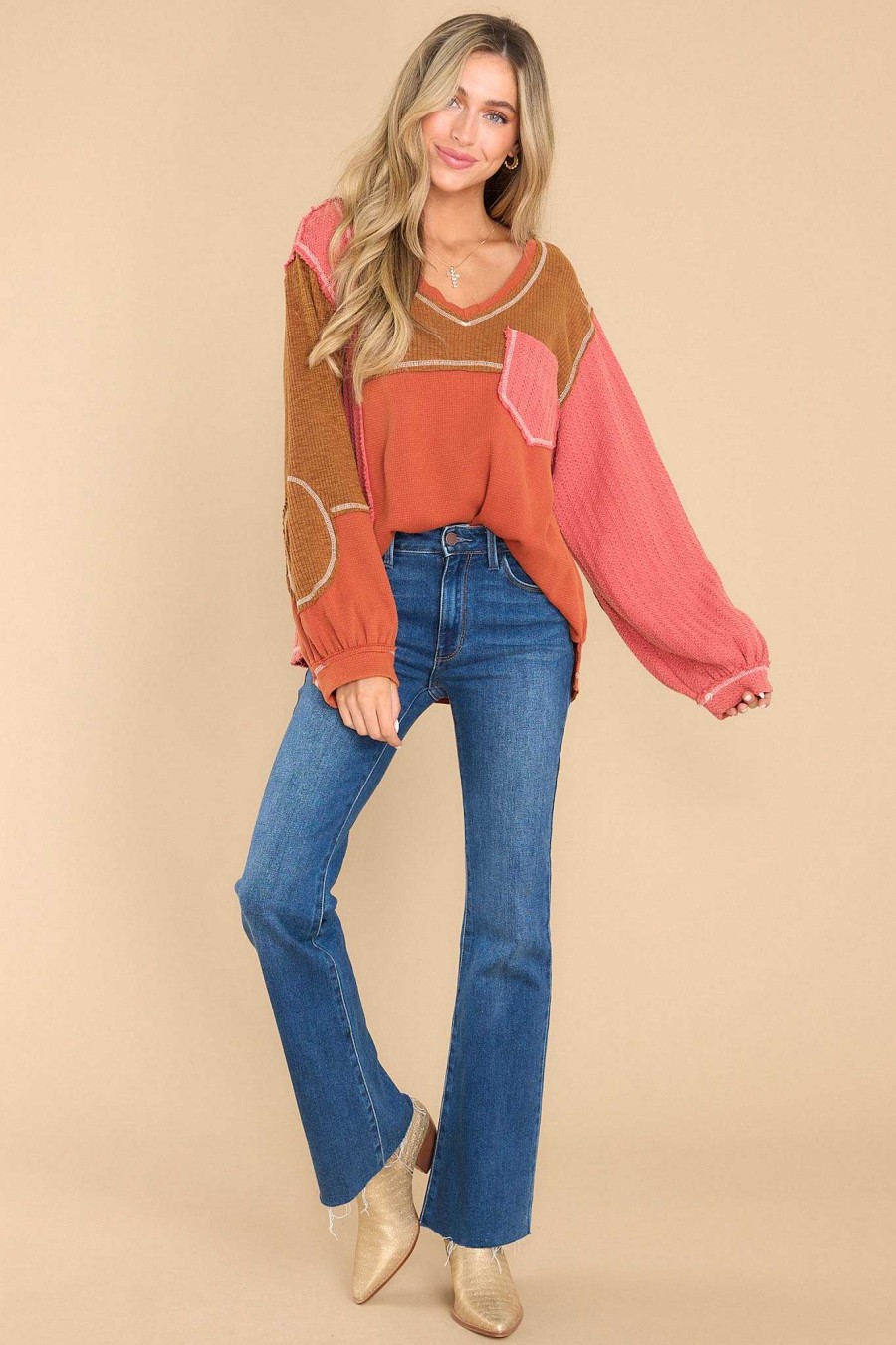 Clothing Red Dress Casual Tops | Where Are You Now Brick Top Red