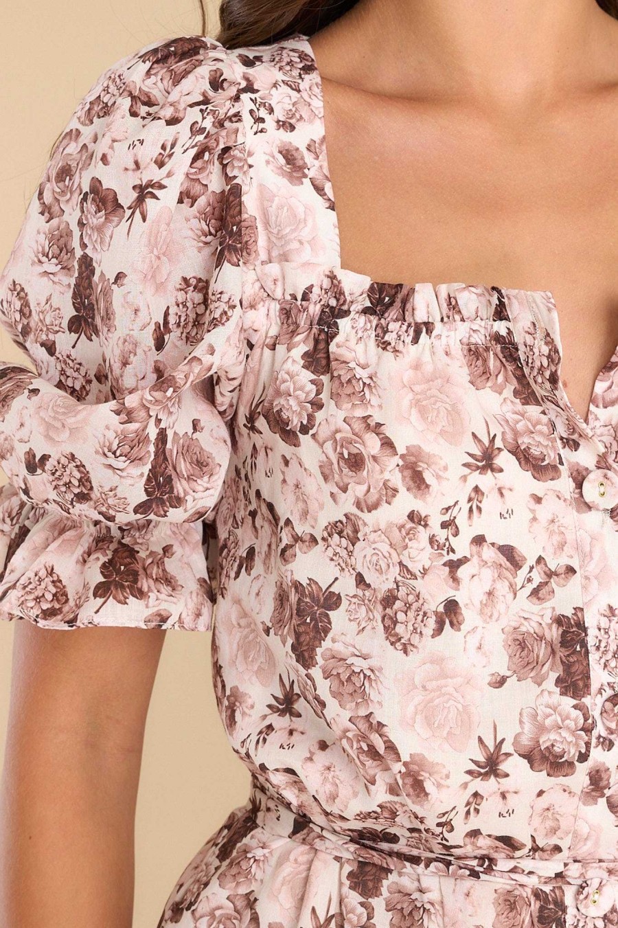 Clothing Red Dress Mini Dresses | Call In The Morning Floral Print Dress Blush