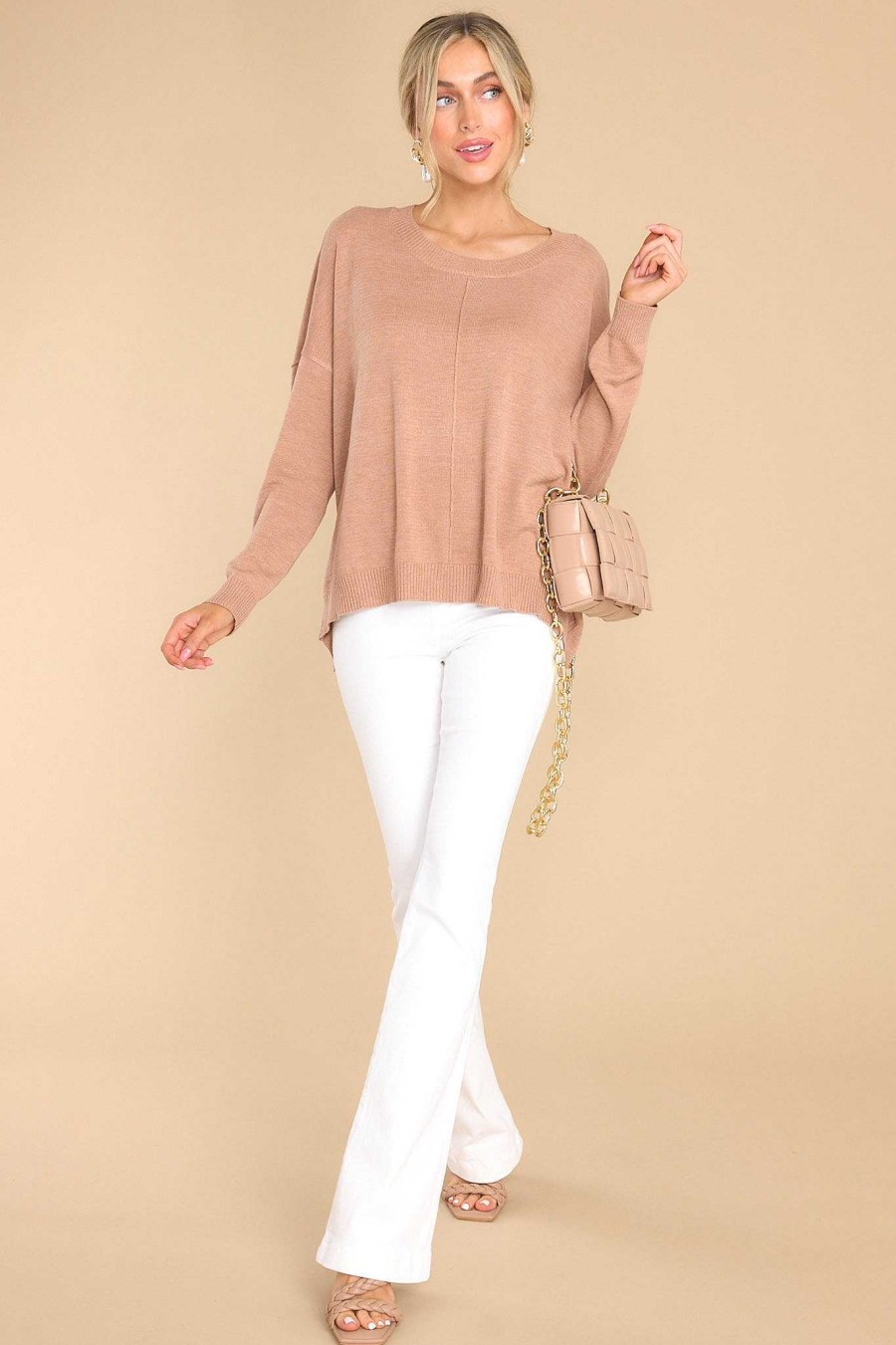 Clothing Red Dress Casual Tops | Staying Optimistic Sweater Light Mocha