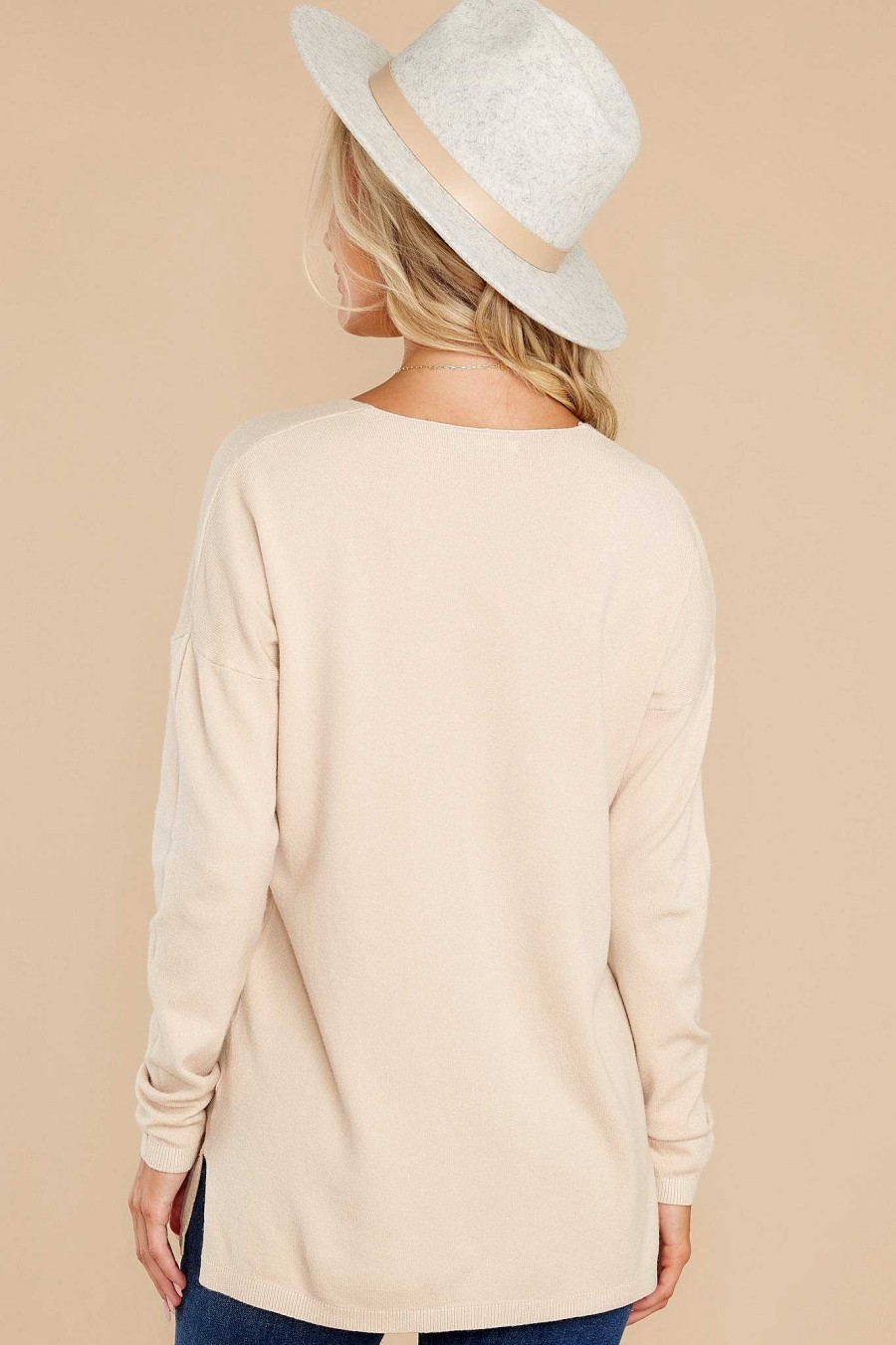 Clothing So Soft Collection Casual Tops | Give It A Rest V-Neck Sweater Beige