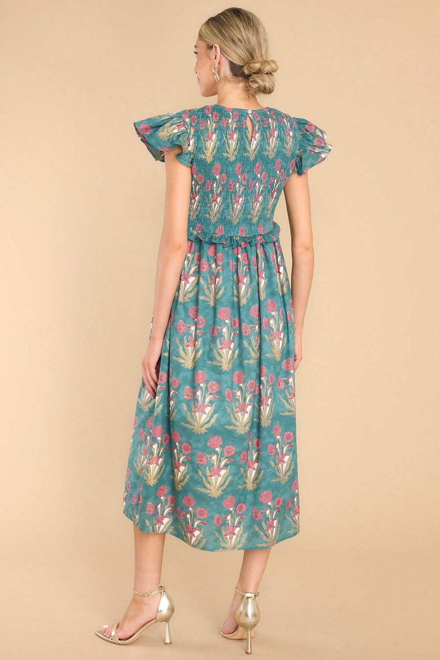 Clothing Victoria Dunn Midi Dresses | Primrose Cobalt Midi Dress Teal