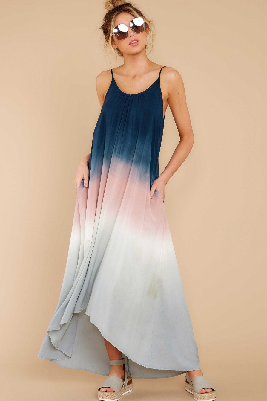 Clothing Red Dress Maxi Dresses | What You Wanted Multi Ombre Maxi Dress Navy