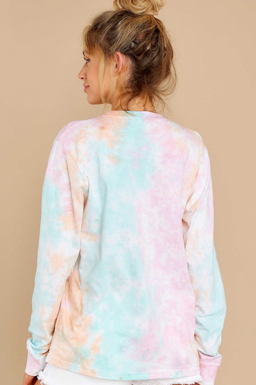 Clothing Red Dress Loungewear Tops | Summer In Sav Apricot Multi Tie Dye Tee Summerinsav Apricotmulti
