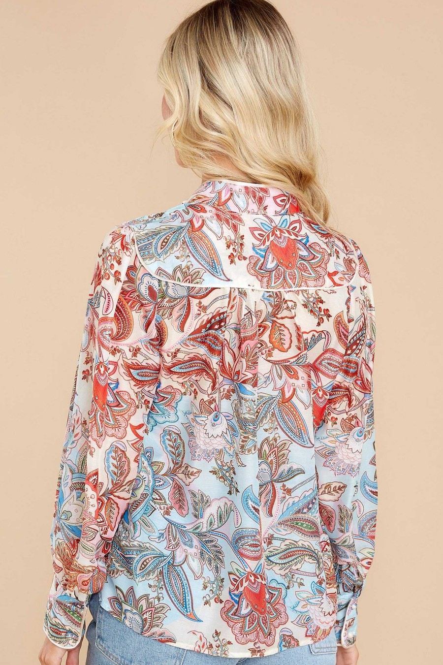 Clothing Red Dress Blouses & Shirts | Captivating Charm White Print Top Multi