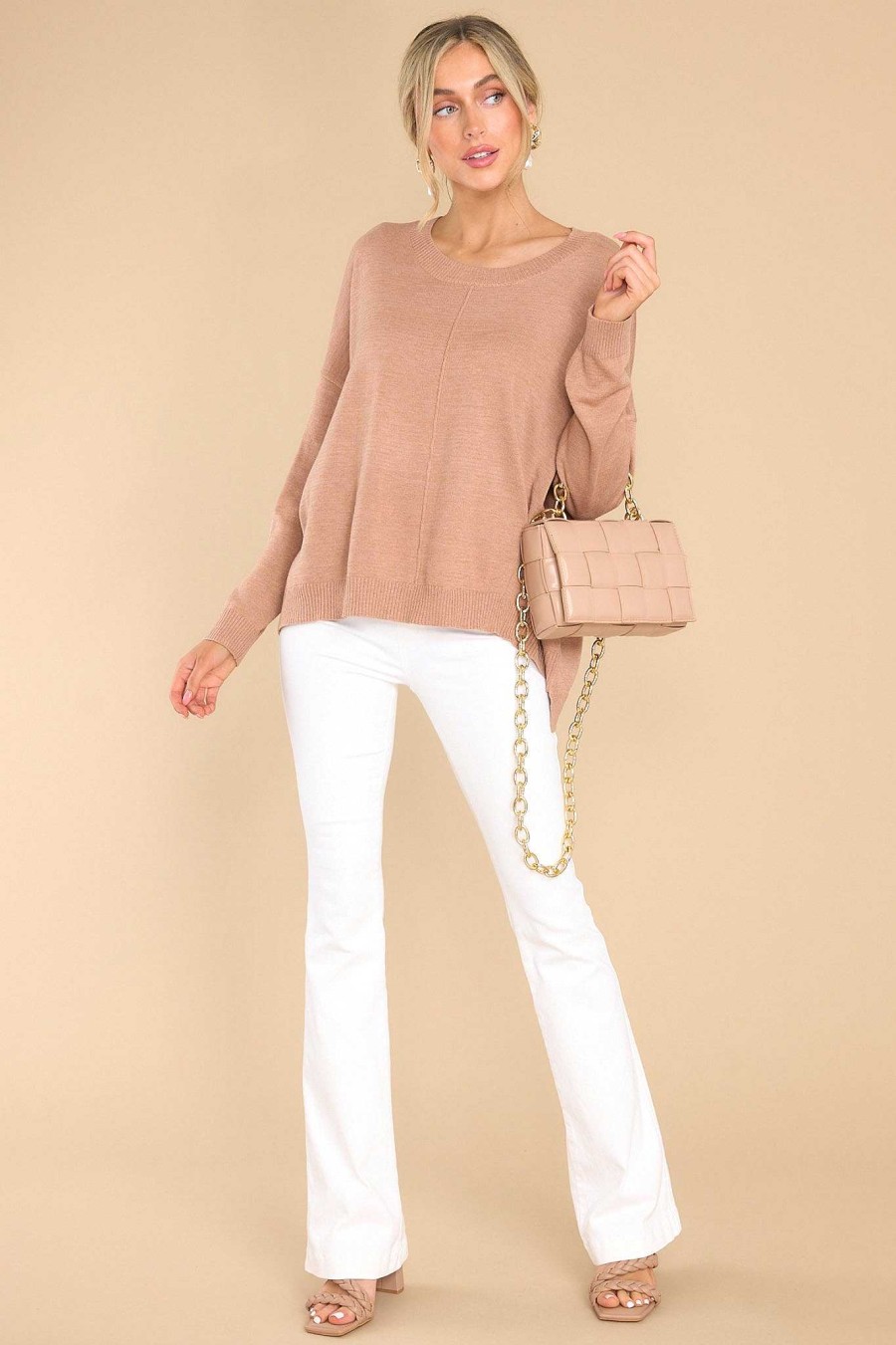Clothing Red Dress Casual Tops | Staying Optimistic Sweater Light Mocha