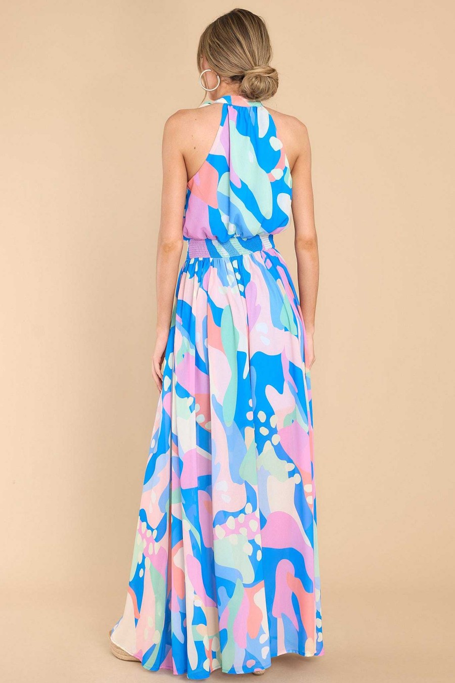 Clothing Red Dress Maxi Dresses | Wander Away Print Maxi Dress Blue