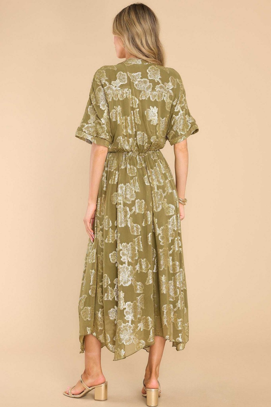 Clothing Red Dress Maxi Dresses | Look At Her Floral Maxi Dress Olive Green