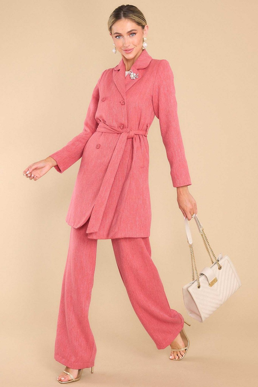 Clothing Aura Two Piece Sets | Business Girl Pants Porcelain Rose