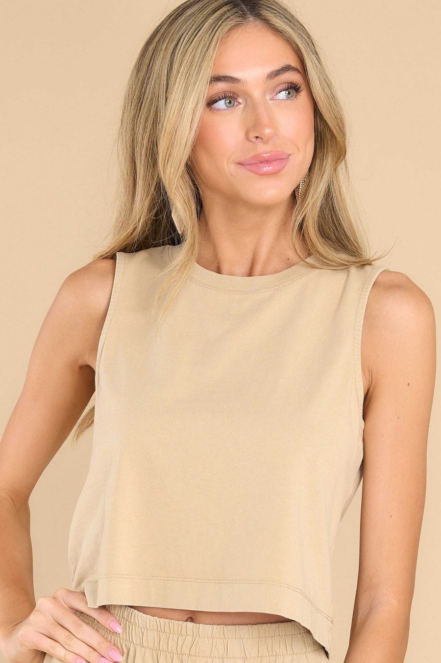 Clothing Z Supply Casual Tops | Sloan Rattan Cotton Jersey Tank Beige